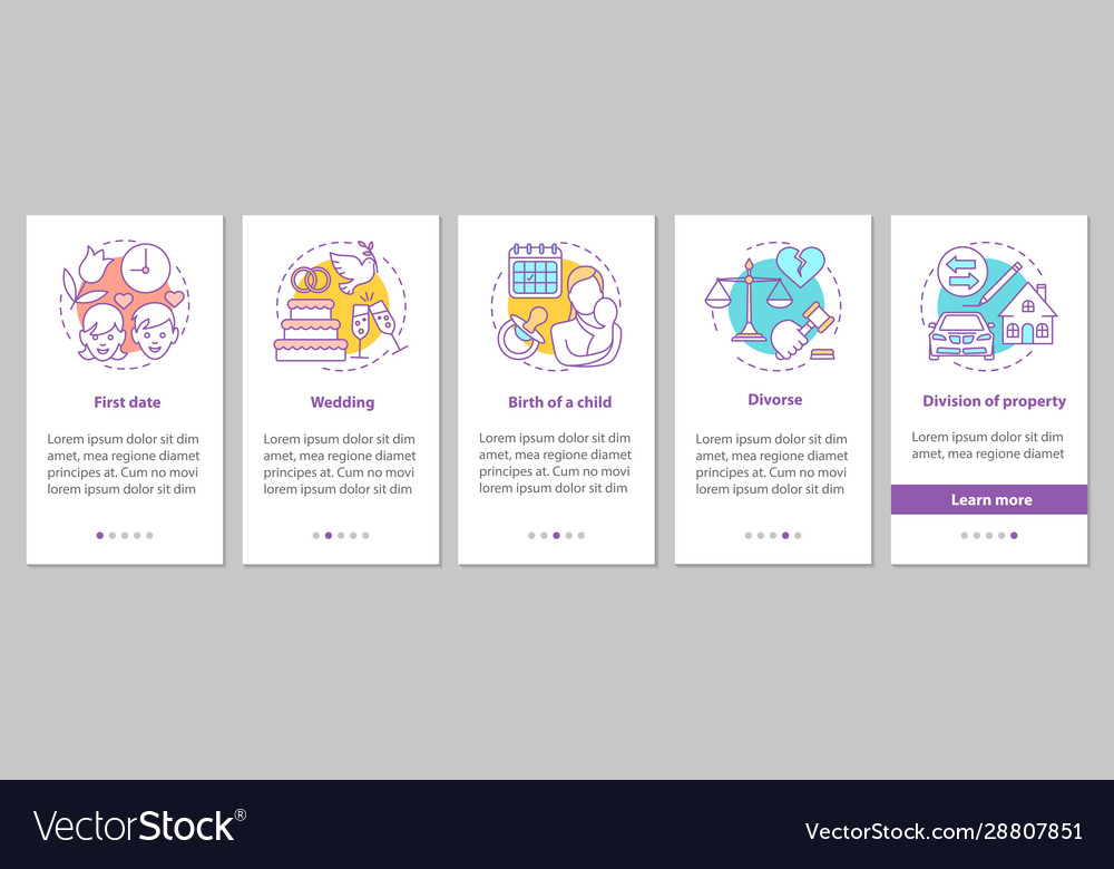 Relationships development onboarding mobile app vector image Relationships development onboarding mobile app
