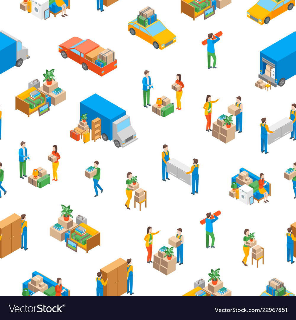 Relocation service 3d seamless pattern background vector image Relocation service 3d seamless pattern background