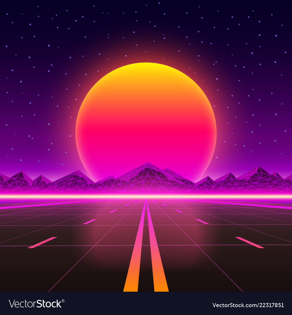 Road to infinity at sunset vector image Road to infinity at sunset
