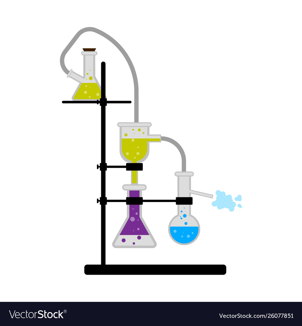 Science experiment with different flasks