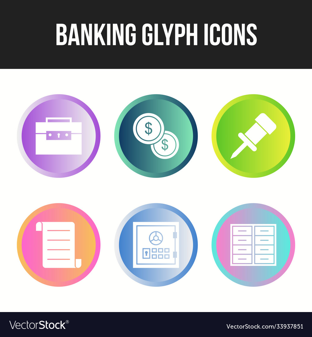 Unique banking icons for personal and commercial