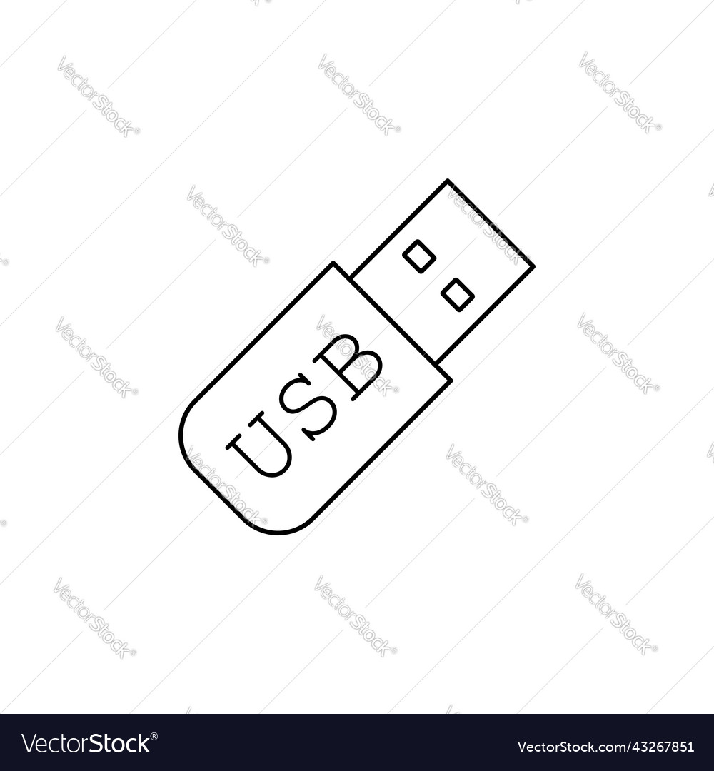 Usb flash drive line icon memory stick vector image Usb flash drive line icon memory stick