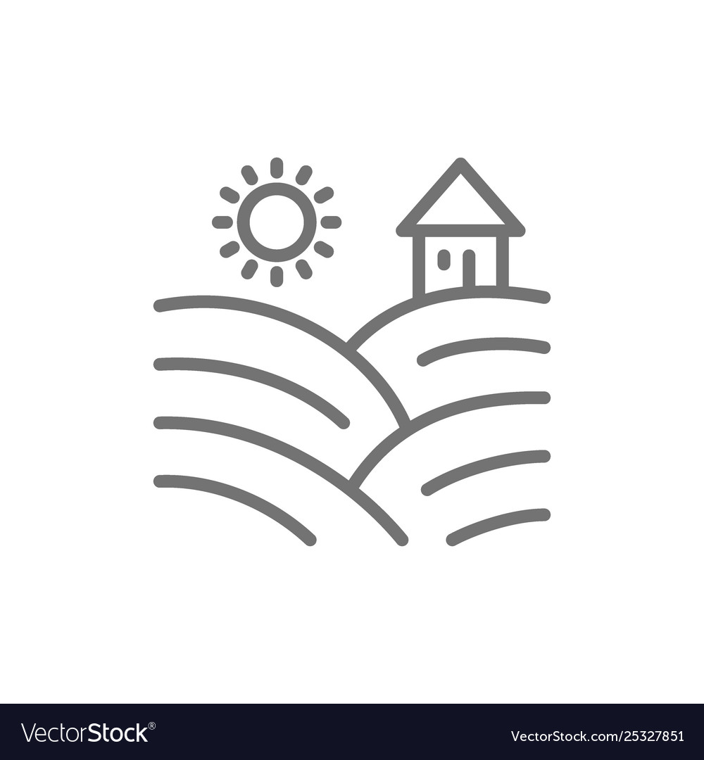 Vineyard fields with grapes line icon vector image Vineyard fields with grapes line icon