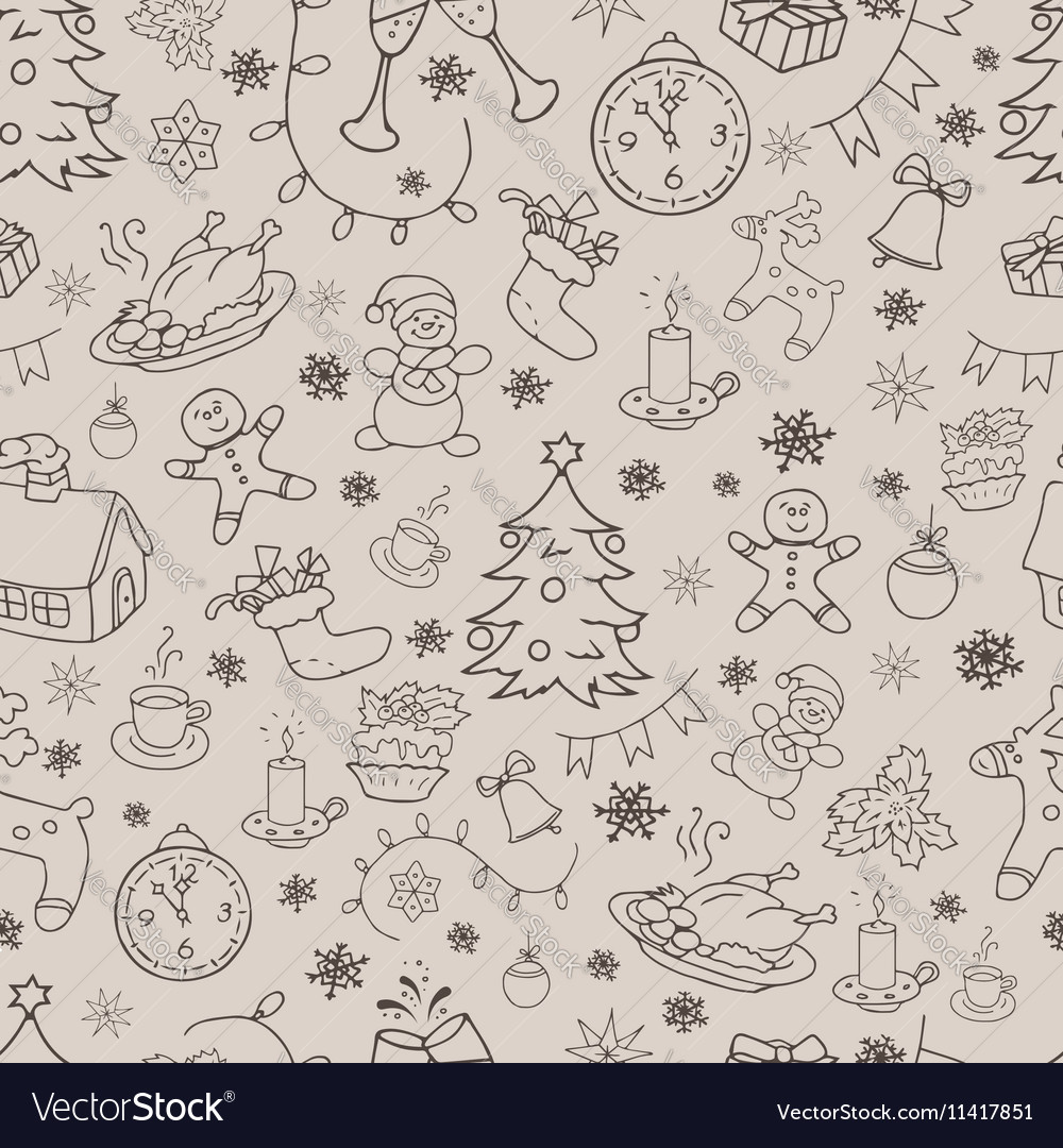 Year seamless doodle background