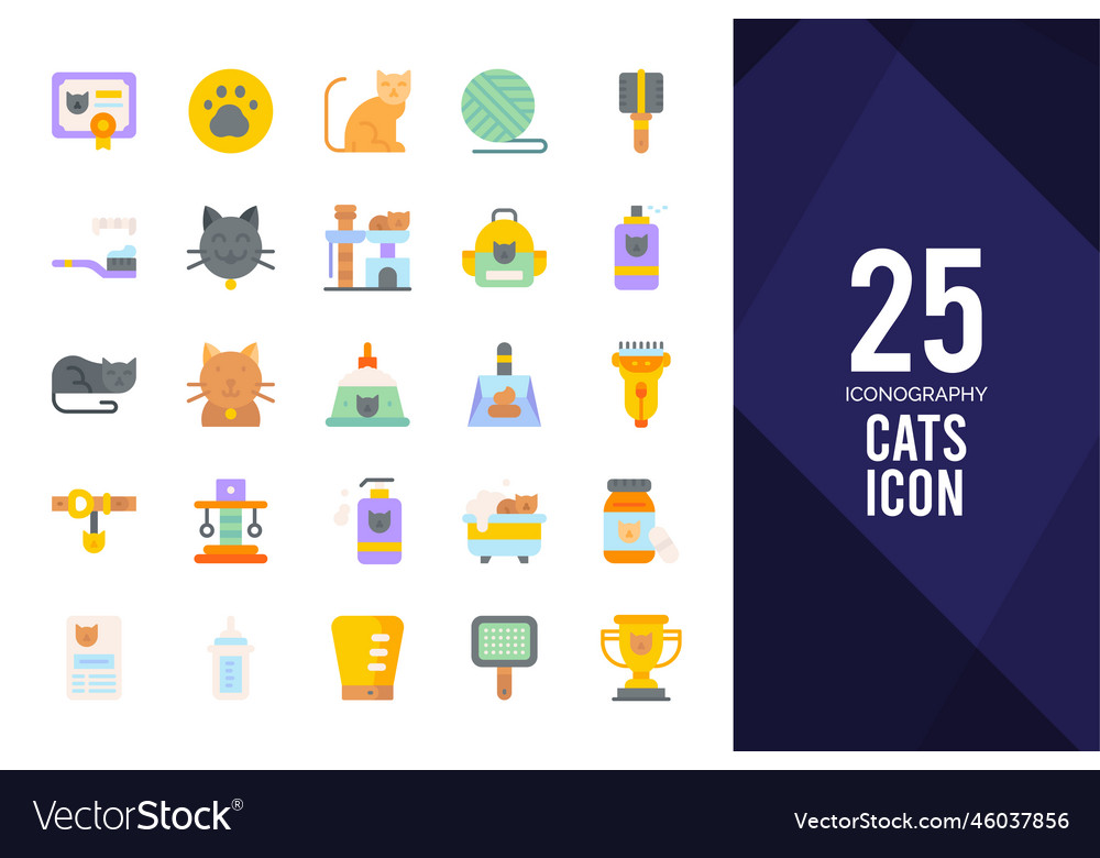 Premium Vector  25 cats flat icon pack vector illustration