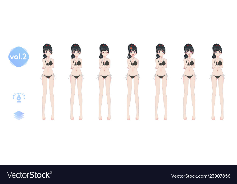 Anime manga girl in a summer bikini swimsuit