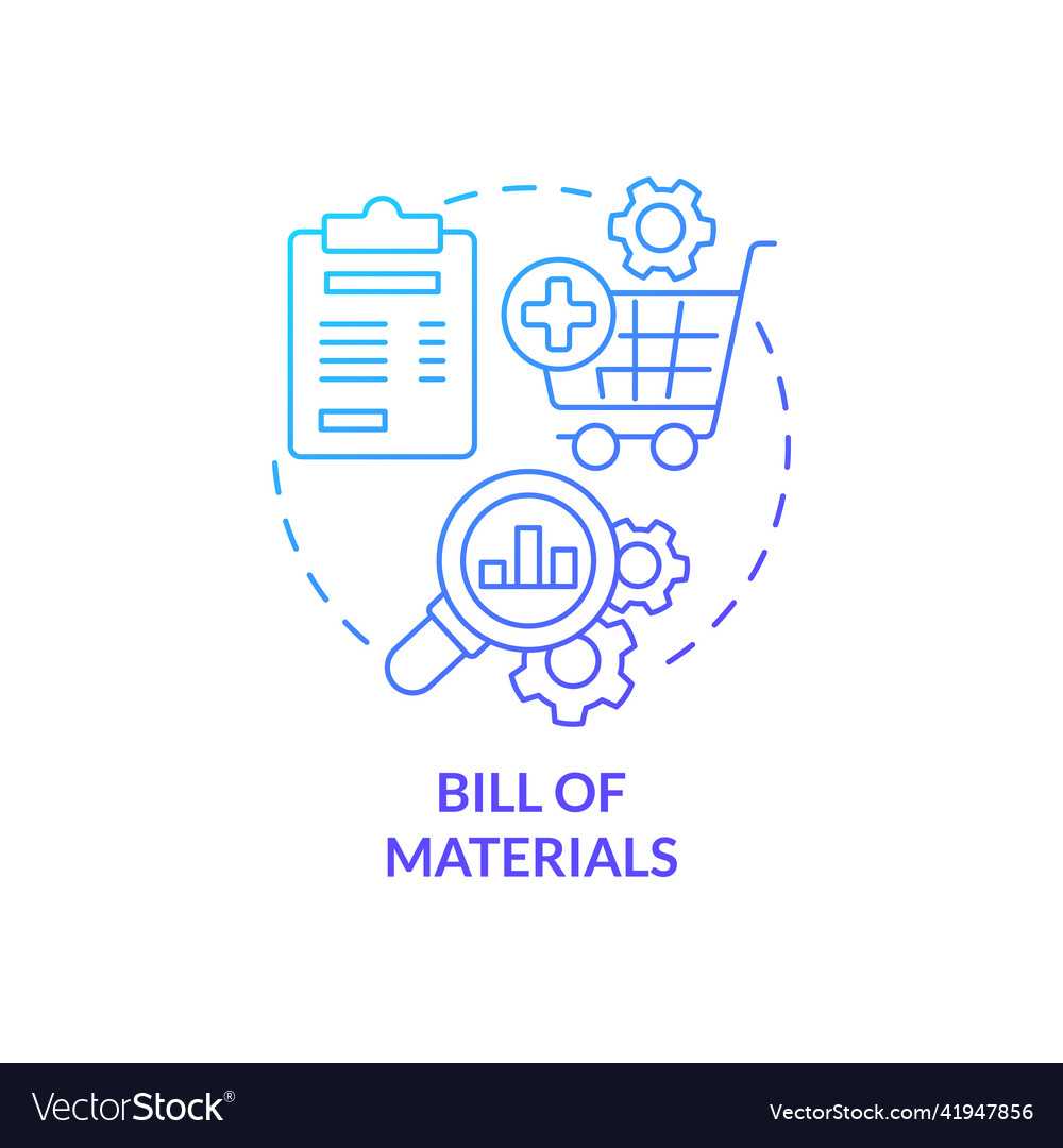 Bill of materials blue gradient concept icon