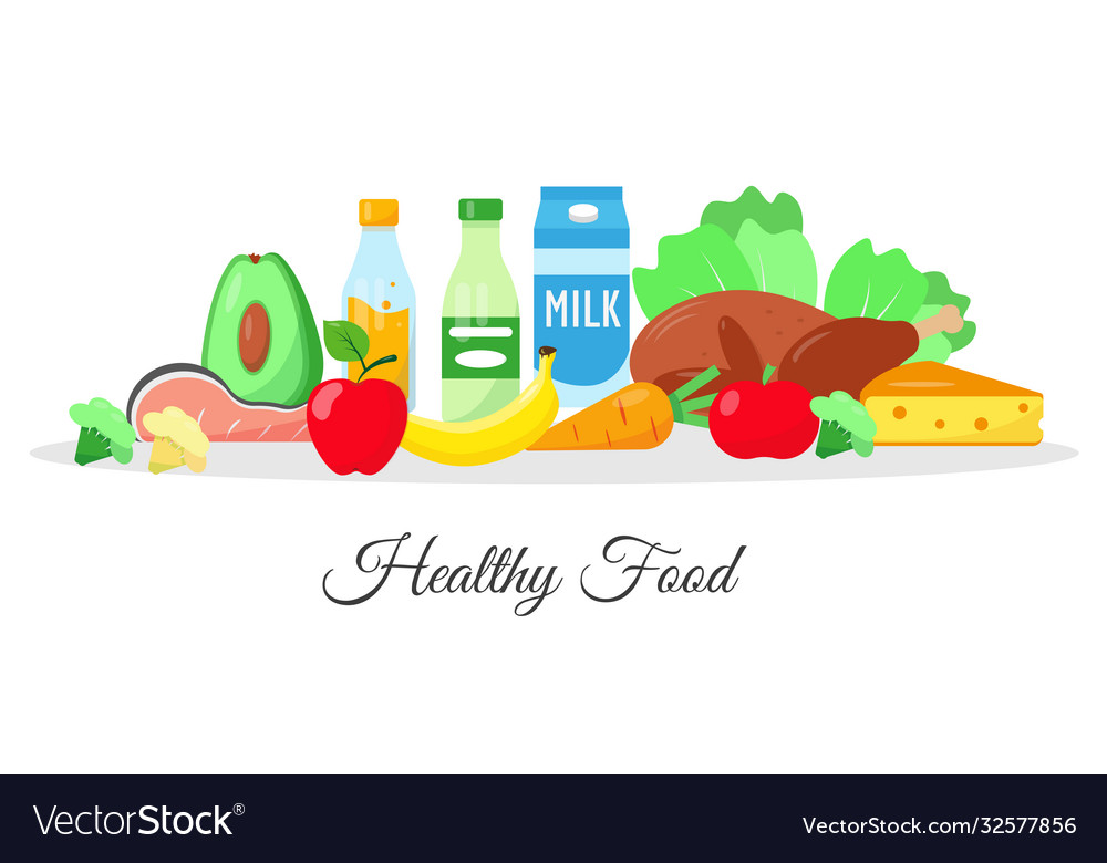 Collection healthy food elements Royalty Free Vector Image