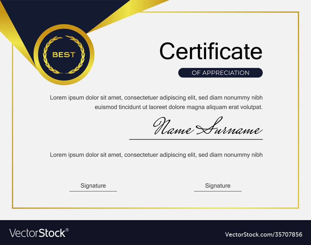 Creative blue certificate achievement template