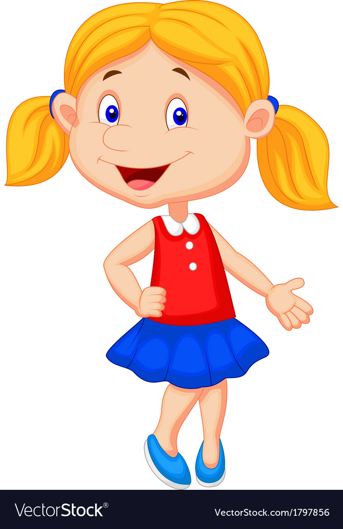 Cute Girl Cartoon Presenting Royalty Free Vector Image 