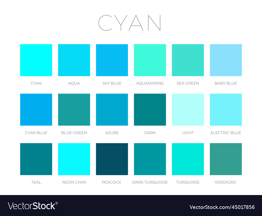 75 Shades Of Cyan Color Names HEX RGB CMYK Codes 40 OFF