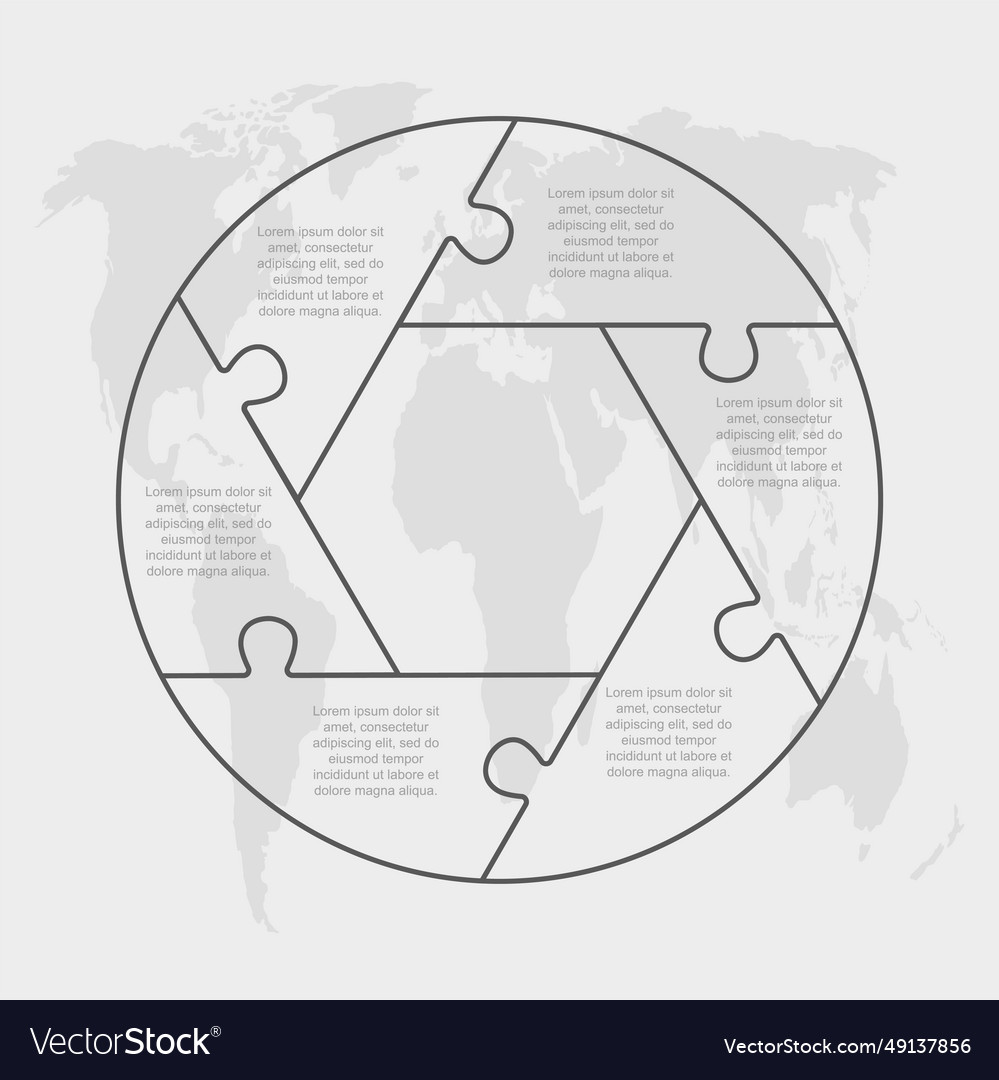 Diagram infographic for 6 steps circle puzzle