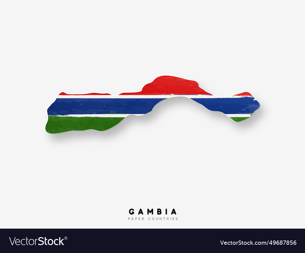 Gambia detailed map with flag of country painted