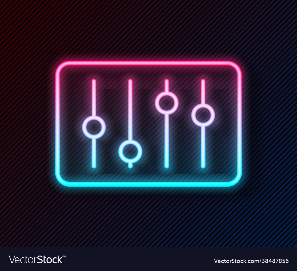 Glowing neon line sound mixer controller icon