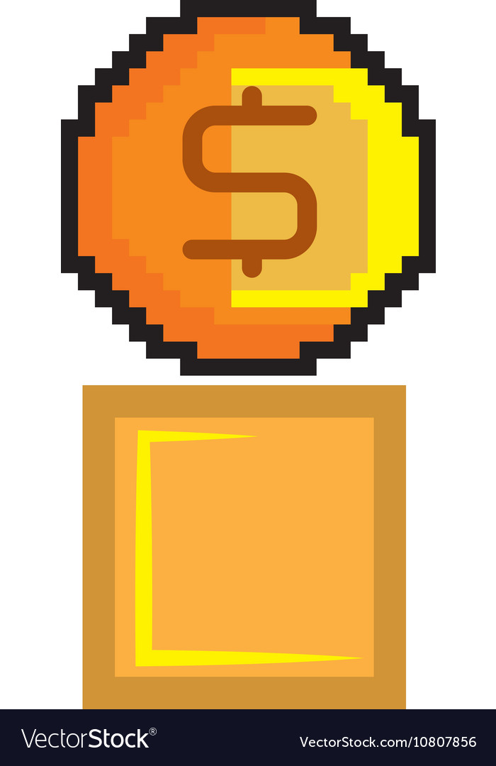 Gold coin pixel game figure