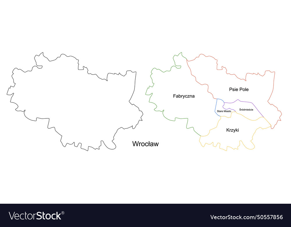 Map of wroclaw and its districts highly detailed Vector Image