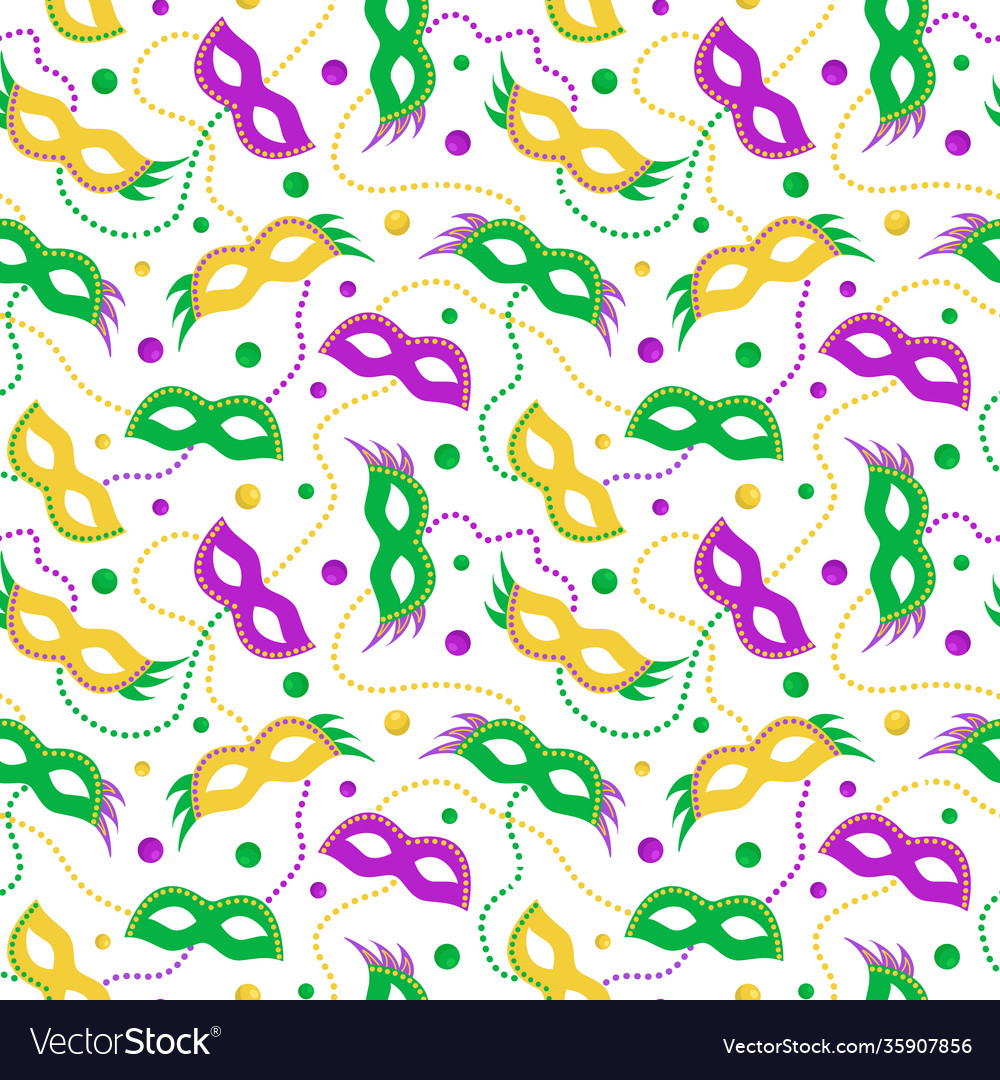 Mardi gras seamless pattern Royalty Free Vector Image