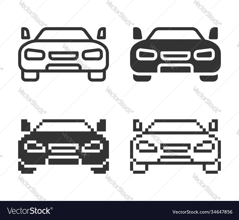 Monochromatic car icon in different variants line