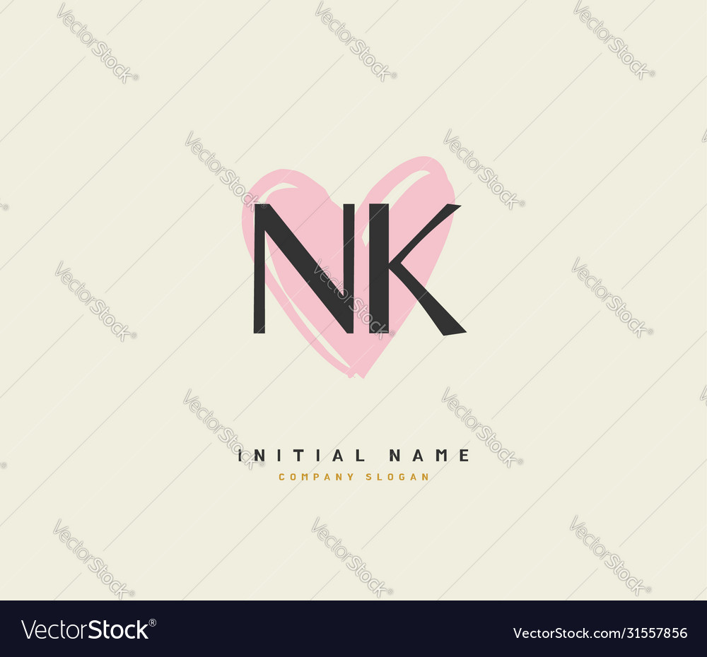 N k nk beauty initial logo handwriting