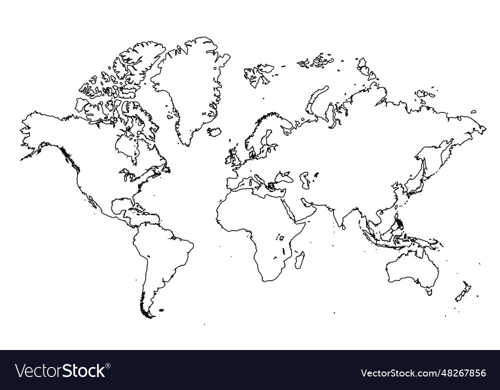 Outline simple map of the world
