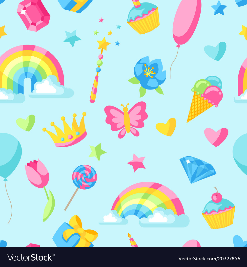 Seamless pattern with fantasy and birthday party