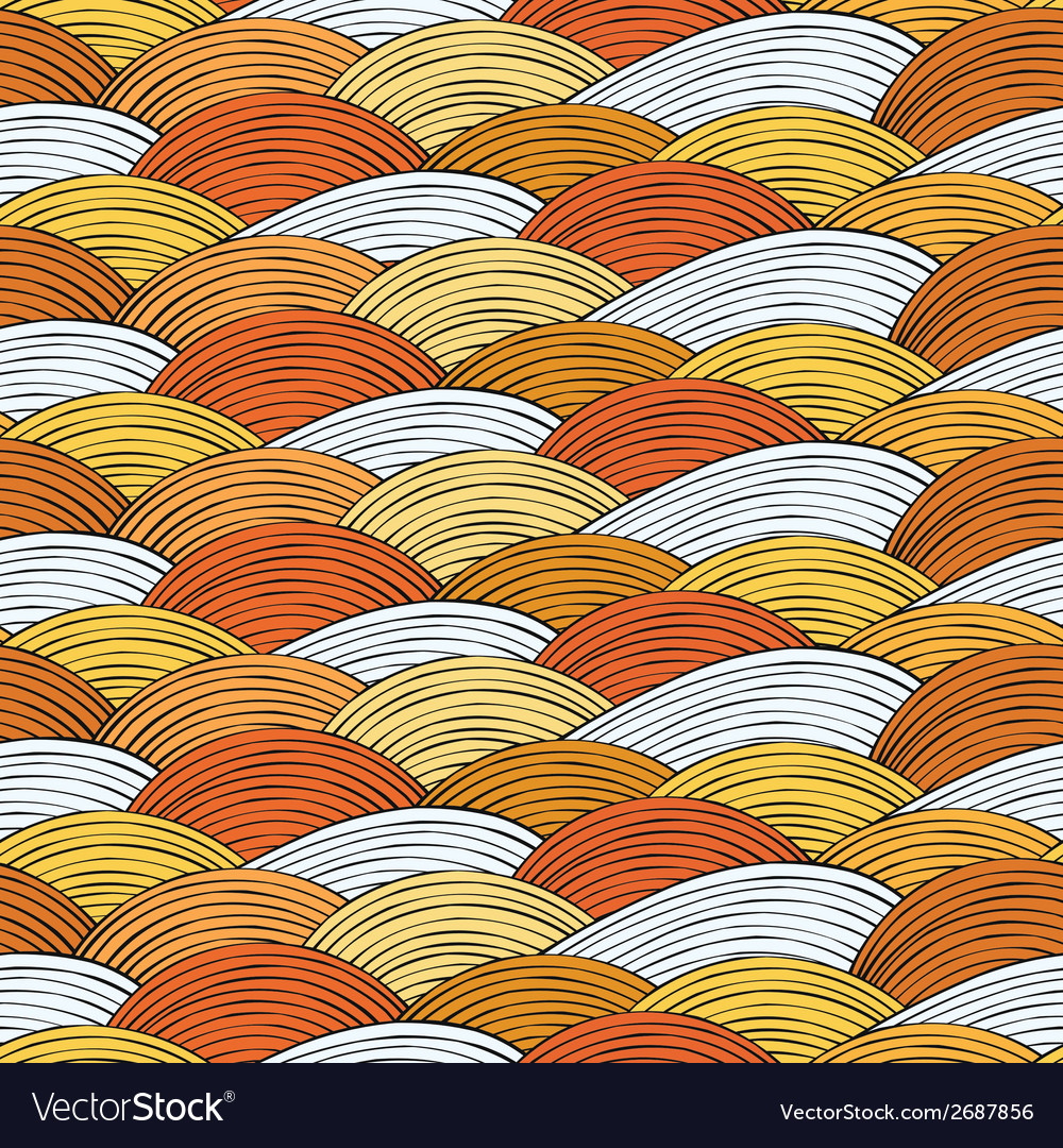 Seamless pattern with hand drawn abstract waves