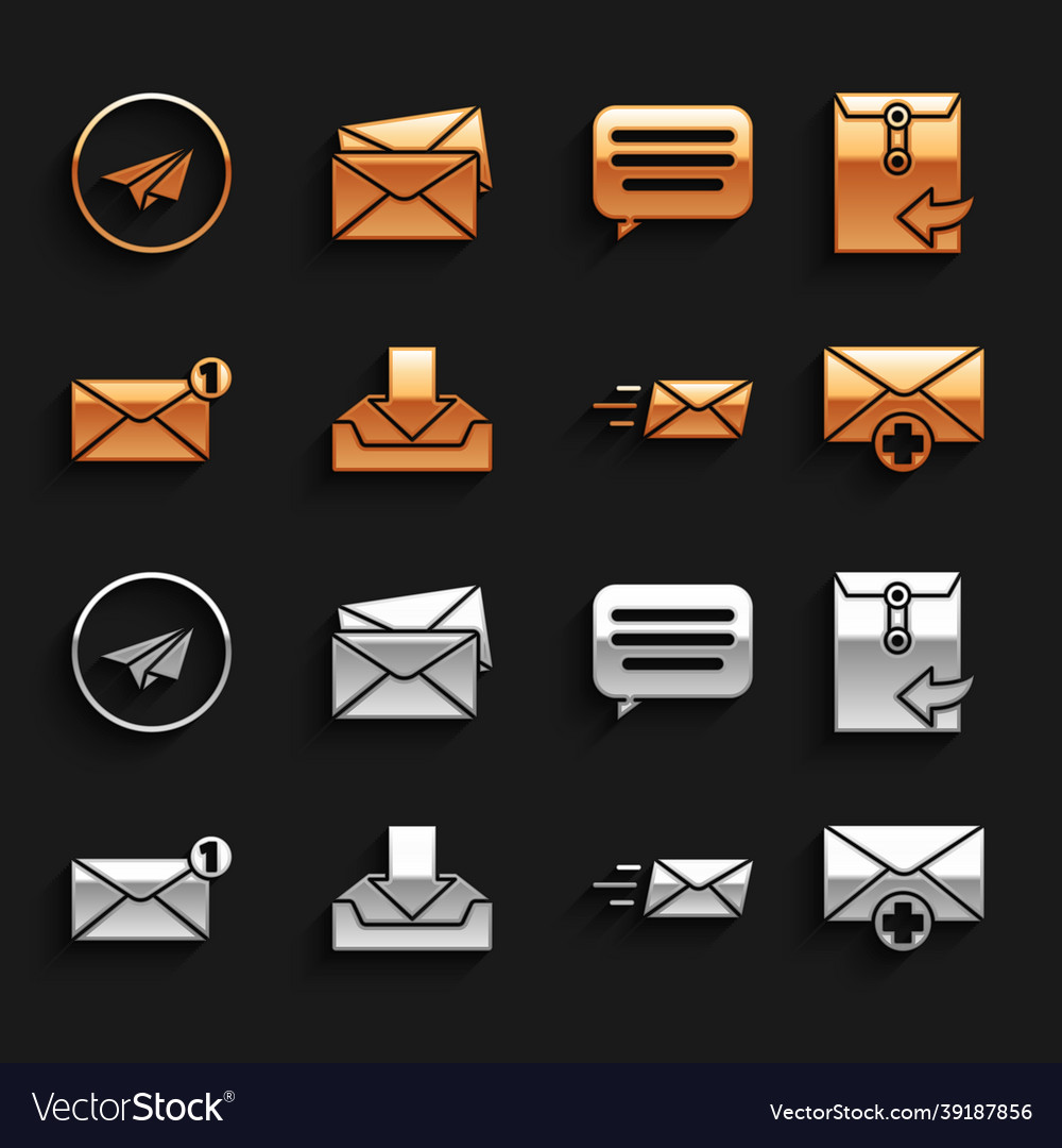 Set download inbox envelope received message vector image Set download inbox envelope received message