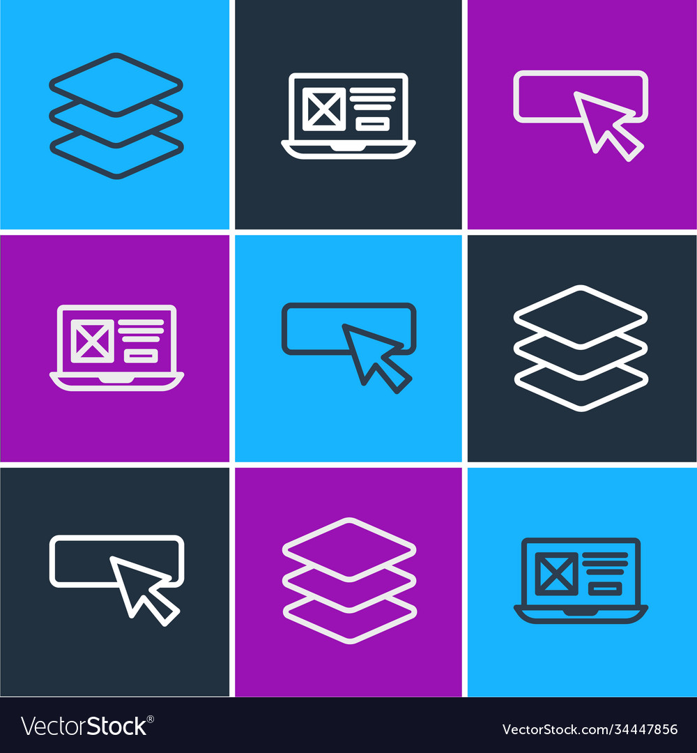 Set line layers ui or ux design and icon Vector Image Set line layers ui or ux design and icon
