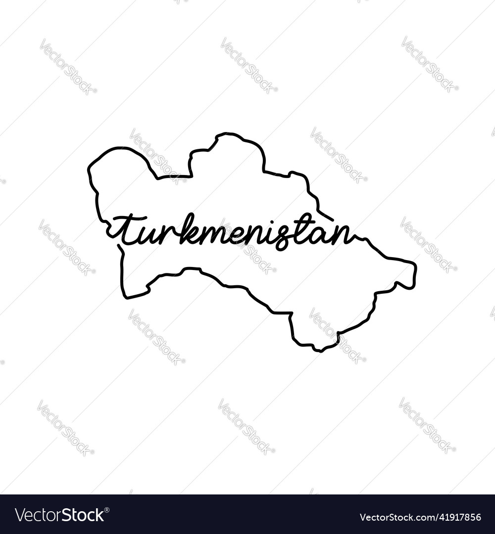 Turkmenistan outline map with the handwritten Vector Image