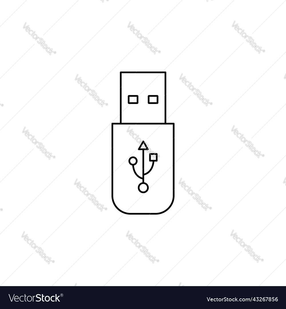 Usb flash drive line icon memory stick vector image Usb flash drive line icon memory stick