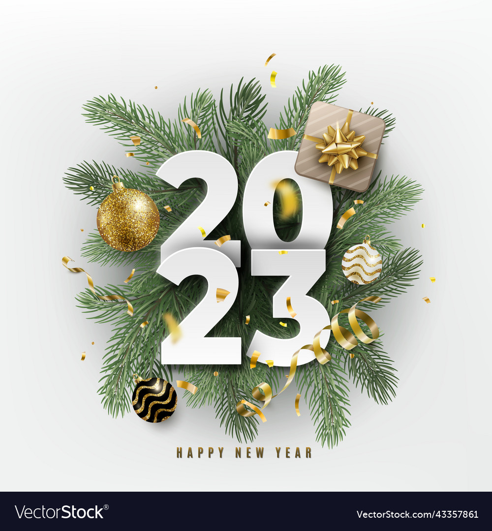 2023 happy new year festive 3d realistic Vector Image