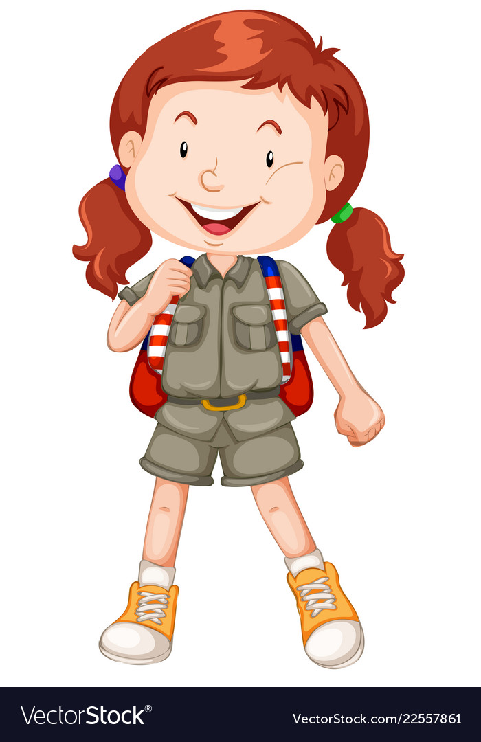 A red haired girl scout character Royalty Free Vector Image