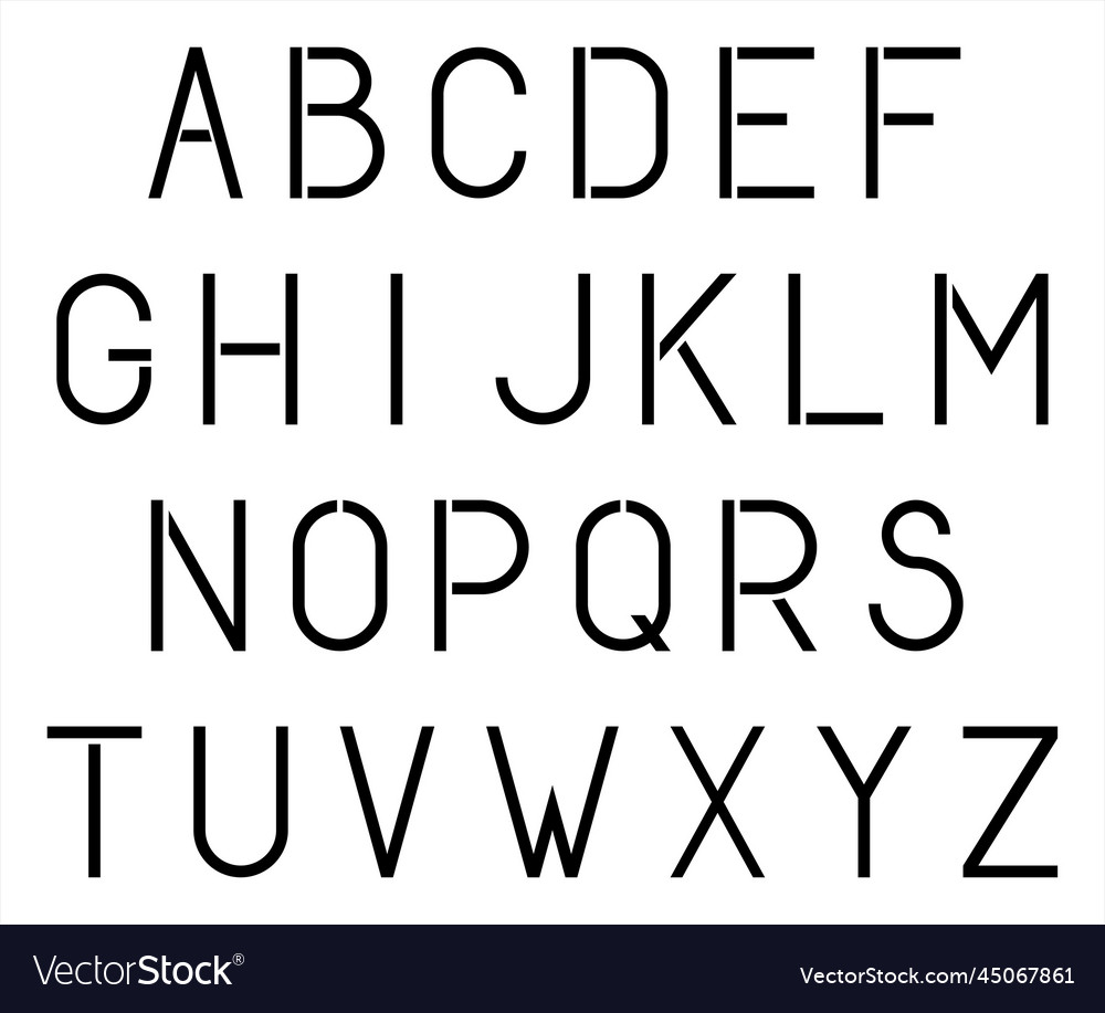 Alphabet stencil Royalty Free Vector Image - VectorStock