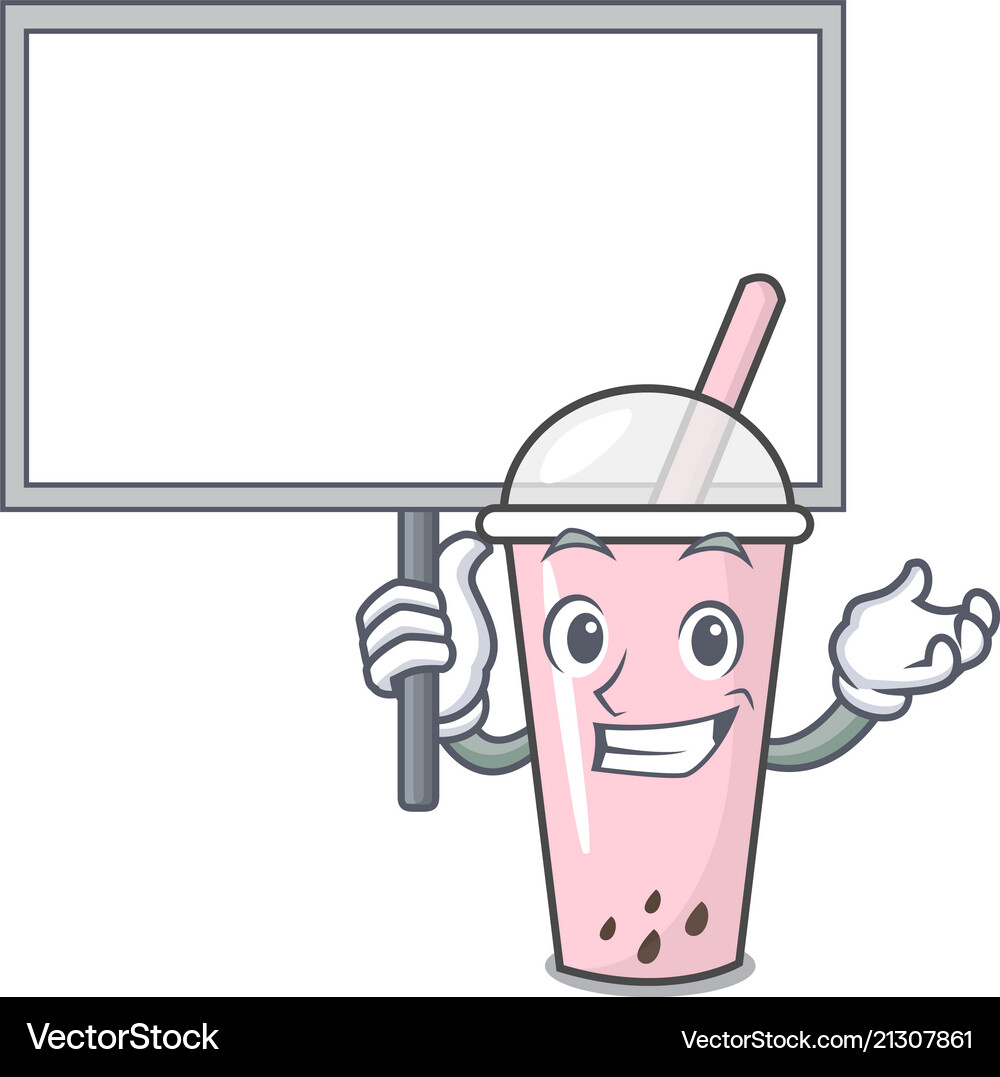 Bring Board Raspberry Bubble Tea Character Cartoon