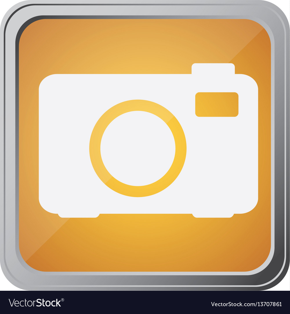 Button with analog camera background yellow