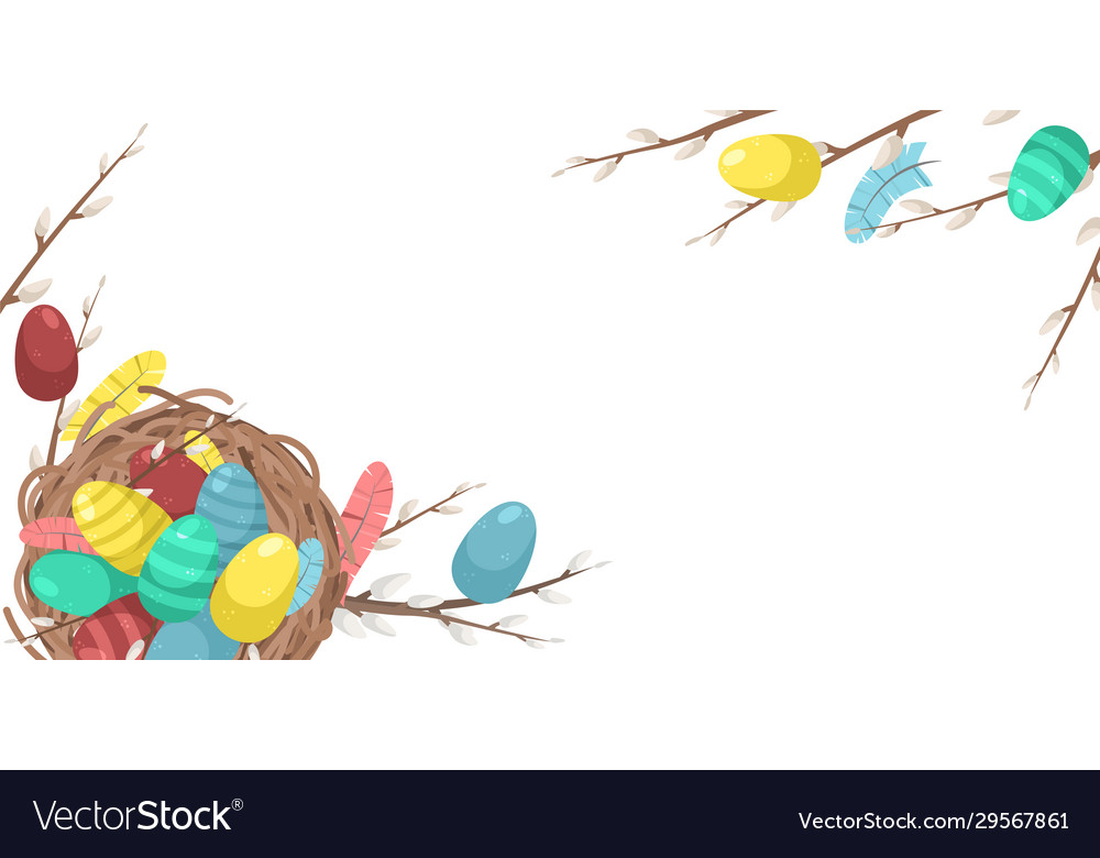 Easter template with space for text flat lay vector image Easter template with space for text flat lay