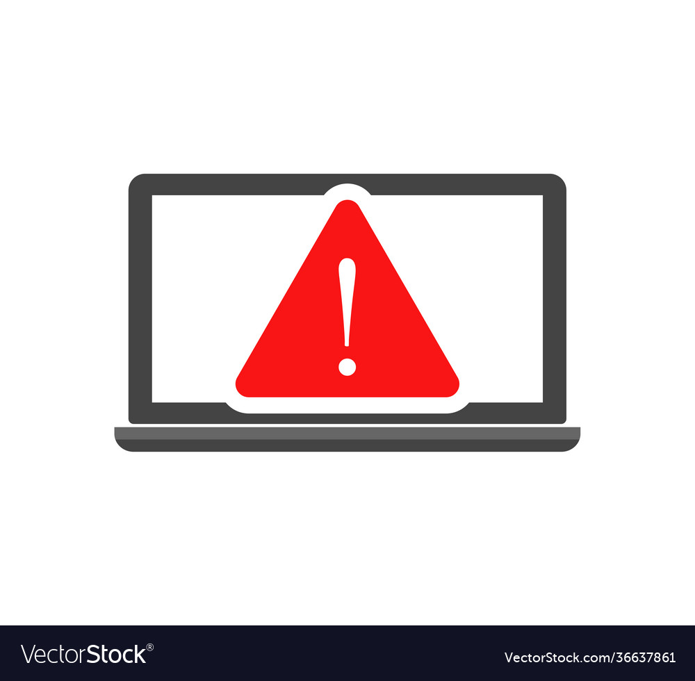 Error on computer monitor white isolated vector image Error on computer monitor white isolated
