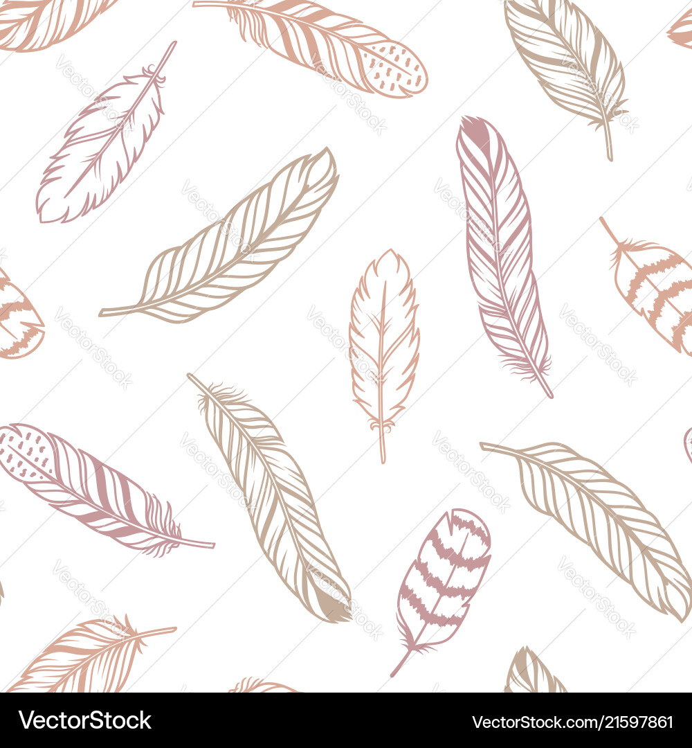 Feathers pastel seamless pattern Royalty Free Vector Image
