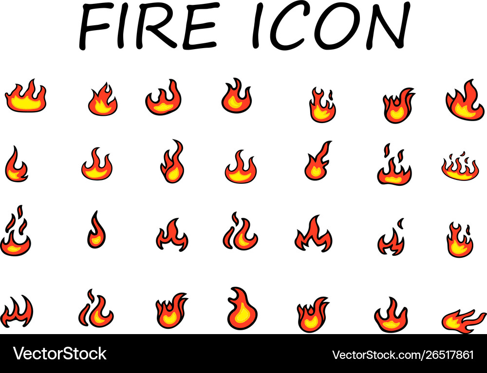 Fire flames set Royalty Free Vector Image - VectorStock