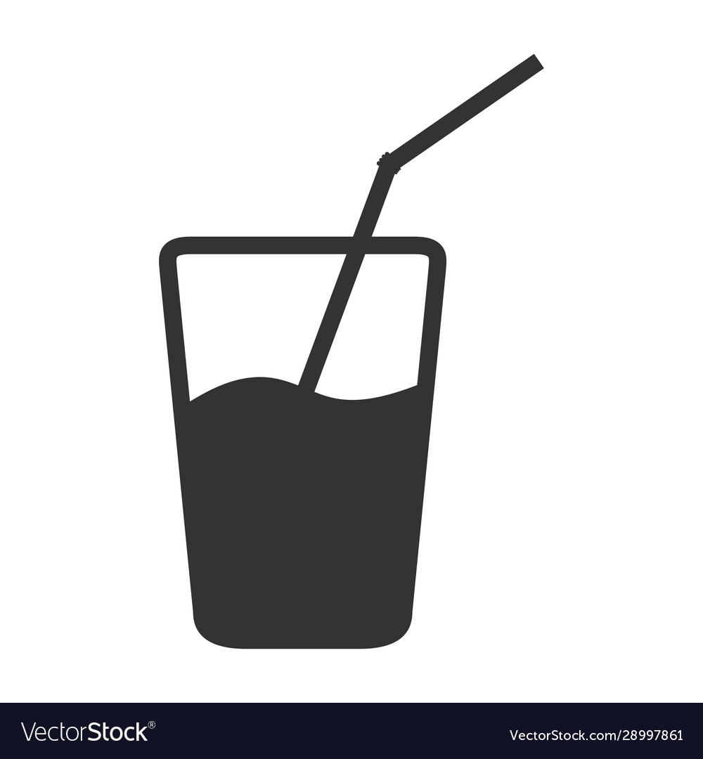 Flache Ikone ein Glas mit Stroh leere Silhouette vector image Flache Ikone ein Glas mit Stroh leere Silhouette