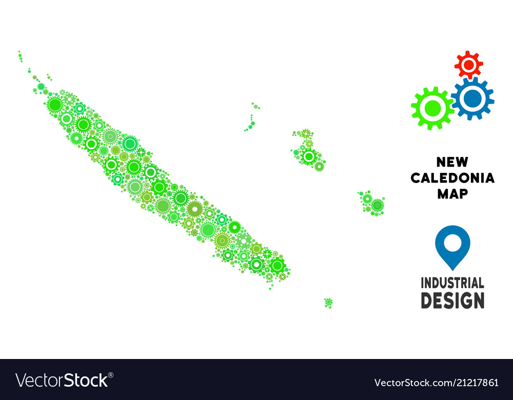 Gears new caledonia islands map collage