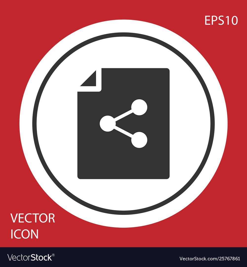 Grey share file icon isolated on red background vector image Grey share file icon isolated on red background