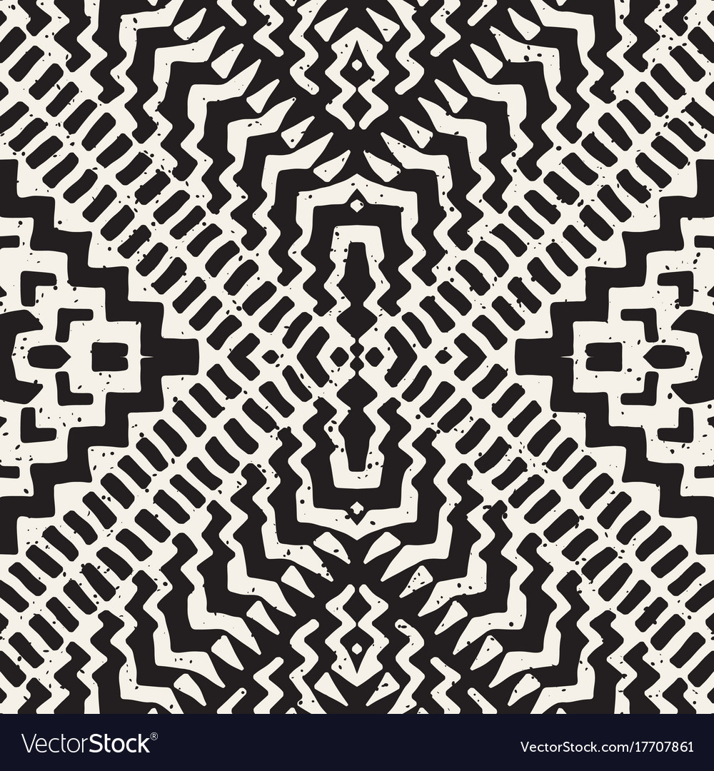 Hand drawn painted seamless pattern tribal