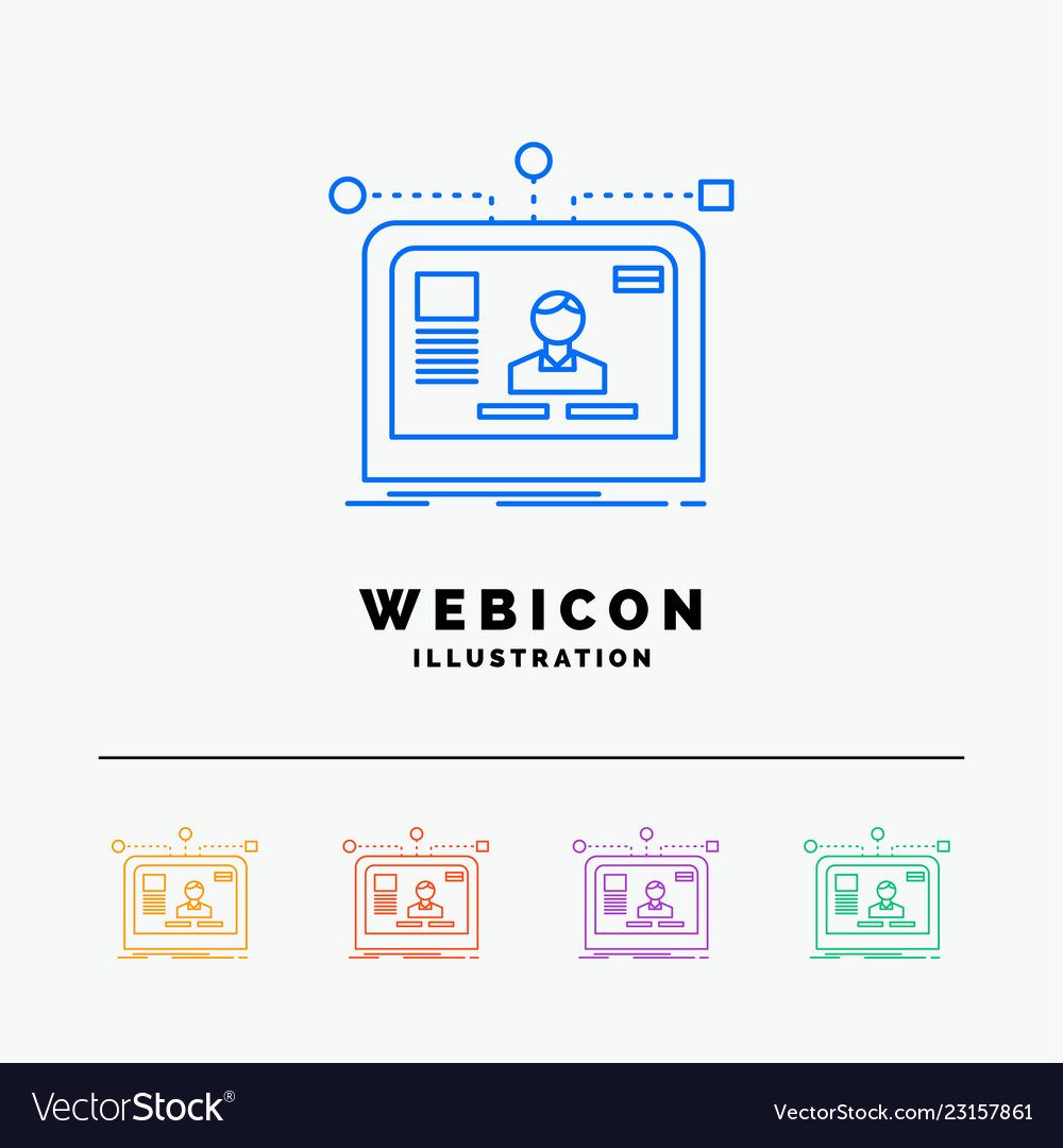Interface website user layout design 5 color line vector image Interface website user layout design 5 color line