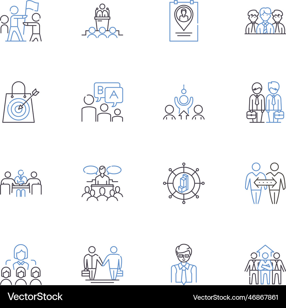 Monitoring thinking line icons collection Vector Image