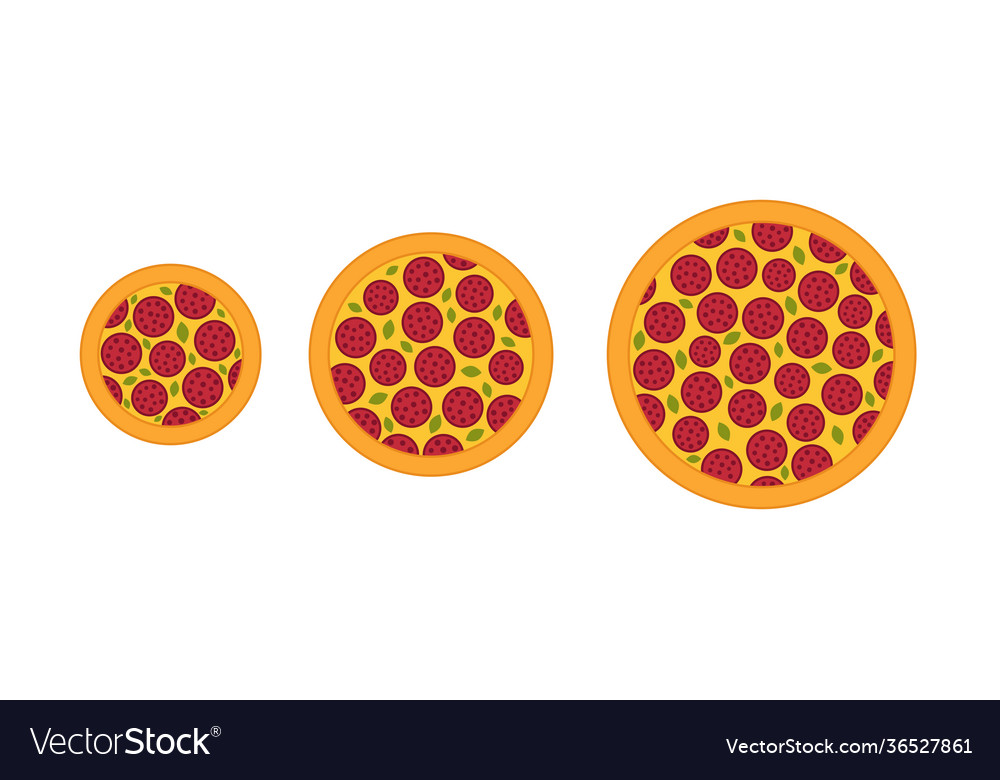 Pizza sizes progression infographic Royalty Free Vector