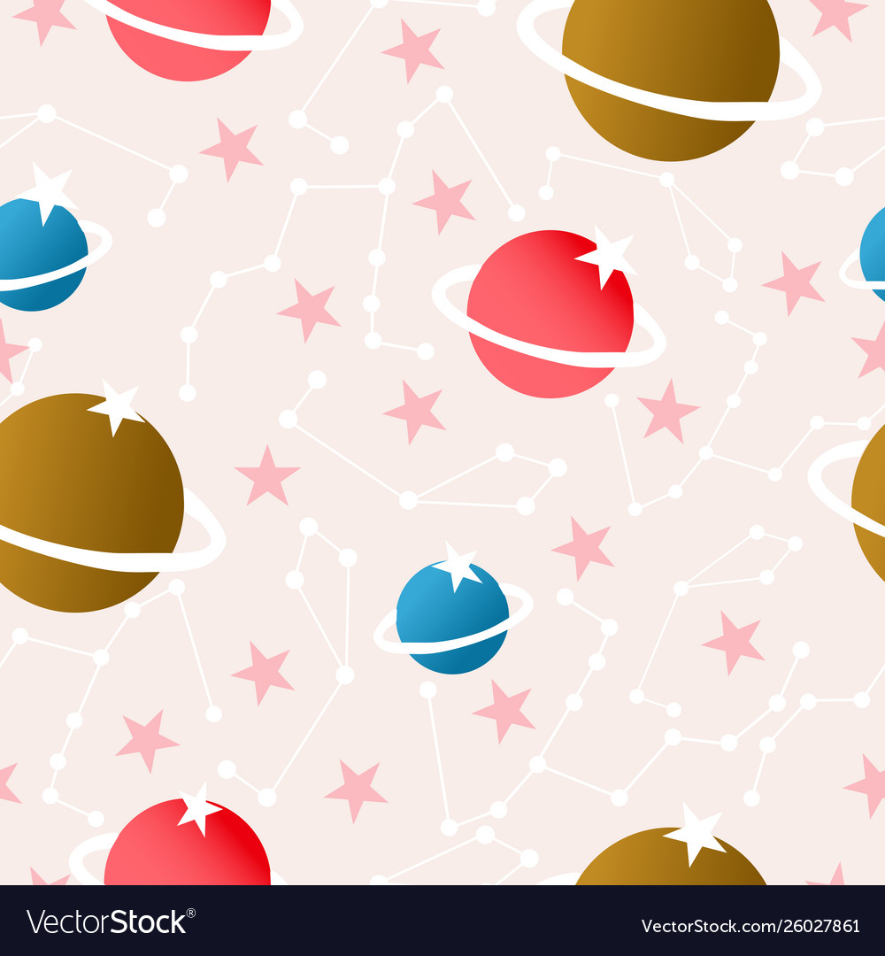 Planets and celestial elements in a seamless Vector Image Planets and celestial elements in a seamless
