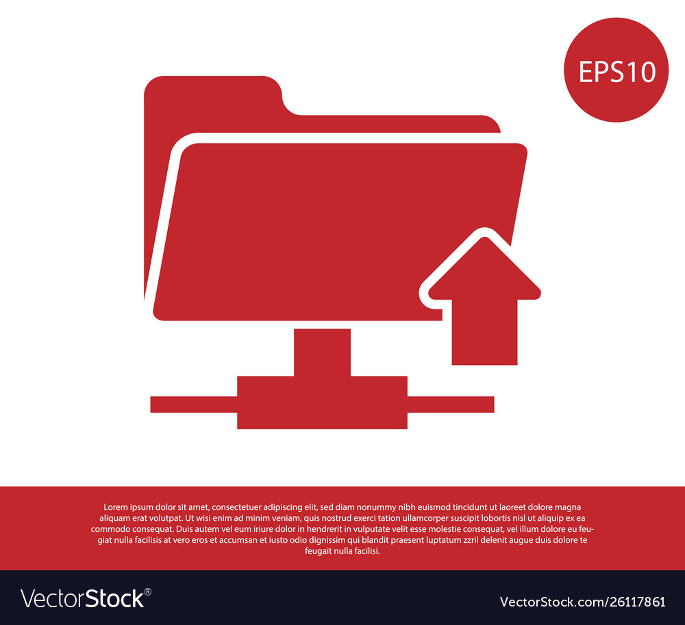 Red ftp folder upload icon on white background vector image Red ftp folder upload icon on white background