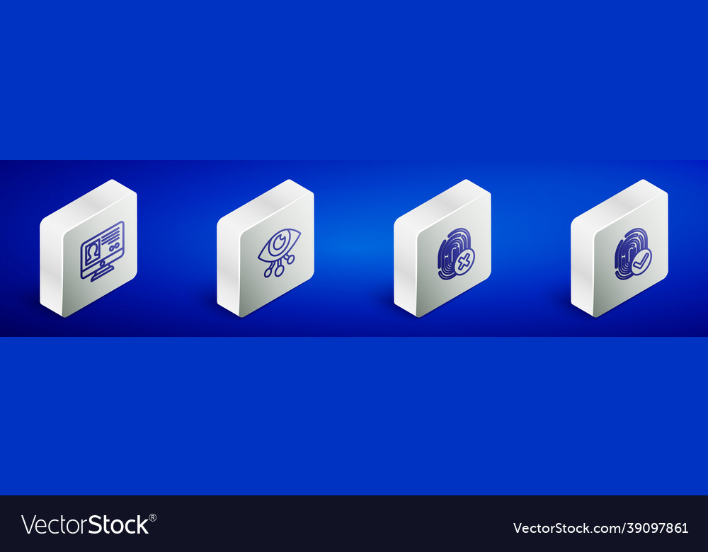 Set isometric line create account screen eye scan