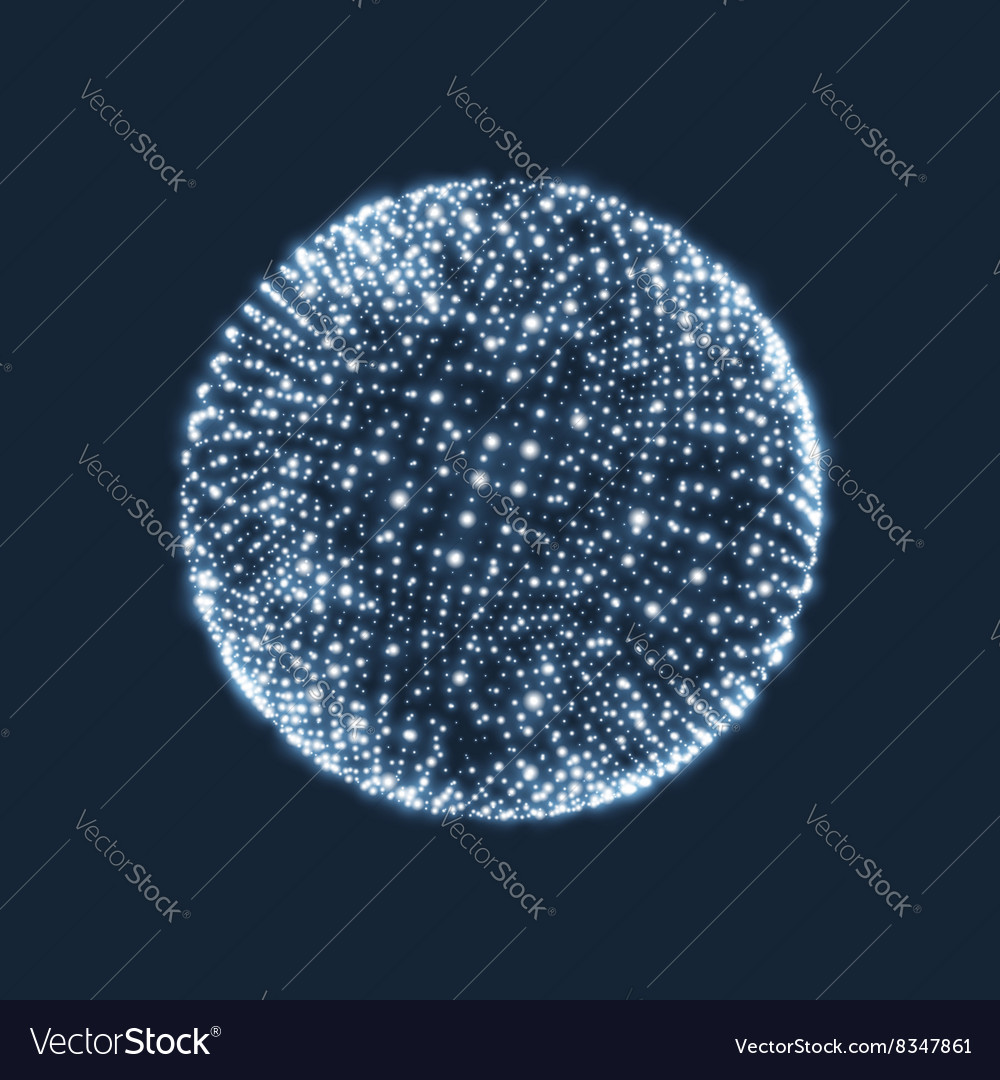 Sphere consisting of points 3d glowing grid